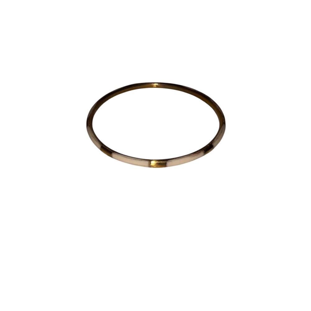 Iris Apfel & Bajalia Gold & White Enamel Slim Bangle Bracelet Chic Modern